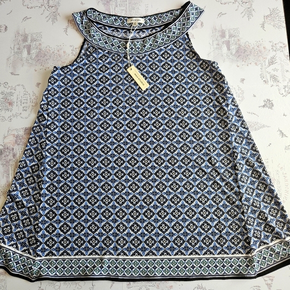 NWT!!! Max Studio Geometric Sleeveless Dress in Black and Blue, Size Small - Picture 1 of 5
